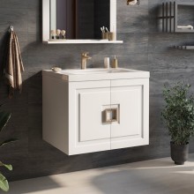 Галвер - 70 Тумба прямая подвесная белая / раковина