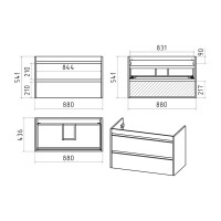 BALATON - 90 Тумба подвесная с 2 ящ., белый / раковина