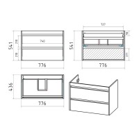 BALATON - 80 Тумба подвесная с 2 ящ., белый / раковина