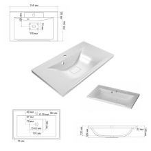 BALATON - 75 Тумба подвесная с 2 ящ., белый / раковина