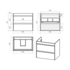 BALATON - 65 Тумба подвесная с 2 ящ., белый / раковина