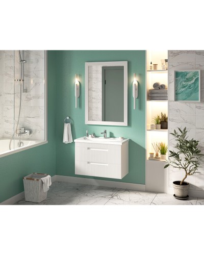 ARIANA - 60 Тумба подвесная с 2 ящ. белая (эмаль) / раковина