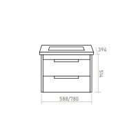 ARIANA - 60 Тумба подвесная с 2 ящ. белая (эмаль) / раковина