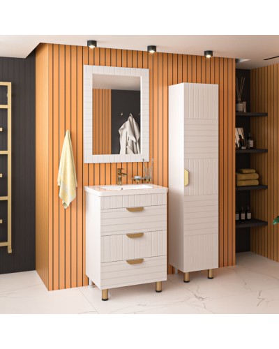 GLOSTER - 80 Тумба с 3 ящ. напольная, белый / раковина