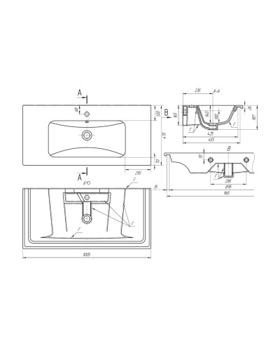 Кристиан -100 Тумба подвесная с 2 ящ. / раковина
