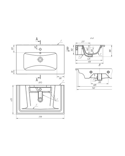 Анастейша - 80 Тумба подвесная с 2 ящ. / раковина