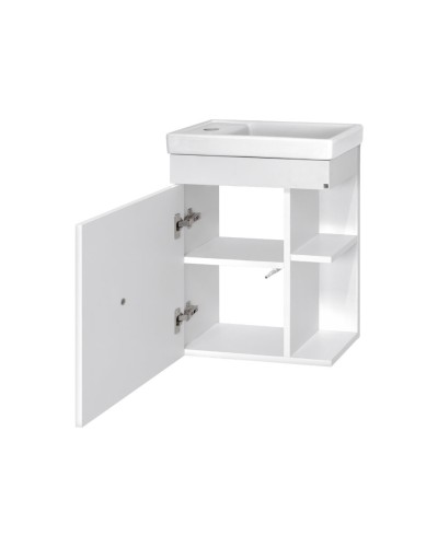 Лира - 40 Тумба прямая подвесная белая эмаль / раковина