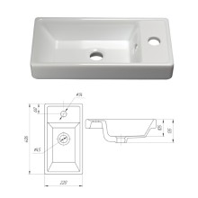Лира - 40 Тумба прямая подвесная белая эмаль / раковина