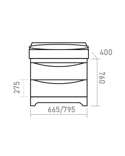 Элвис - 70 Тумба напольная с 2 ящ. белая эмаль / раковина