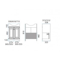 Лувр - 65 Тумба напольная, серая / раковина