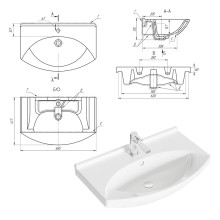 Лувр - 65 Тумба напольная, серая / раковина