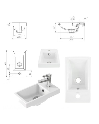 Ронда - 40 Тумба подвесная прямая / раковина