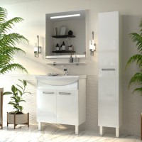 Джулия - 85 Тумба белая White / раковина