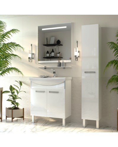 Джулия - 85 Тумба белая White / раковина