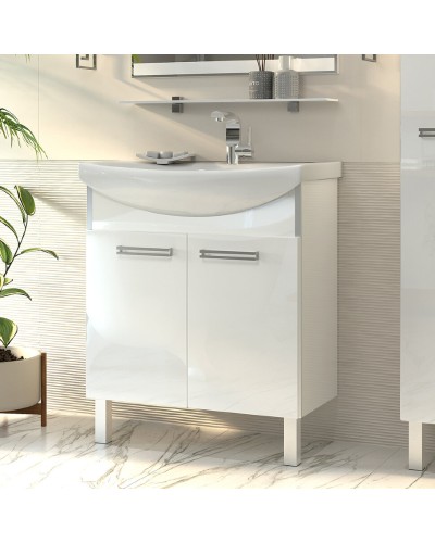 Джулия - 85 Тумба белая White / раковина
