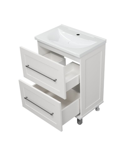 Марта - 60 Тумба напольная белая эмаль (глянец) / раковина