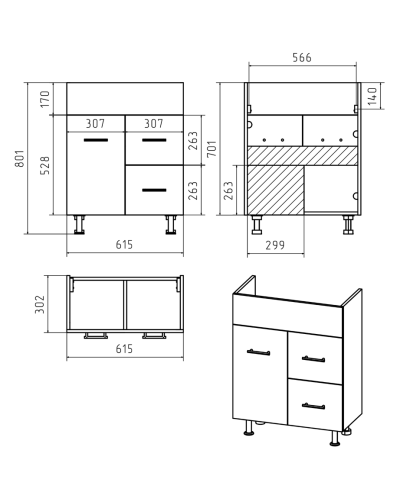Классик - 65 Тумба с 1 ящ. / раковина