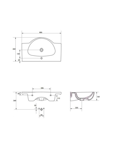 Классик - 80 Тумба прямая / раковина