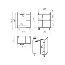Крафт - 60 Тумба напольная 1 дв. / раковина