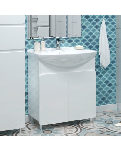 Чегет - 65 Тумба напольная прямая белая 2 дв. / раковина