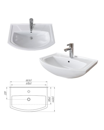 Чегет - 65 Тумба напольная прямая белая 2 дв. / раковина