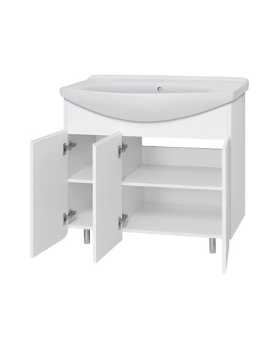 Чегет - 85 Тумба напольная прямая белая 3 дв. / раковина