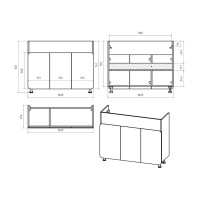 Чегет -105 Тумба напольная прямая белая 3 дв. / раковина
