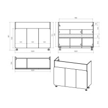Чегет -105 Тумба напольная прямая белая 3 дв. / раковина