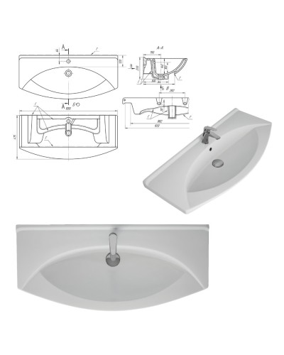Чегет -105 Тумба напольная прямая белая 3 дв. / раковина