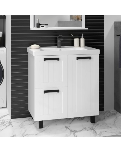 Спарта - 80 Тумба напольная 1 дв. 2 ящ. белая / раковина