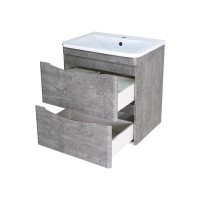 Атлантик - 60 Тумба подвесная с 2 ящ. закруг. края серый камень / раковина