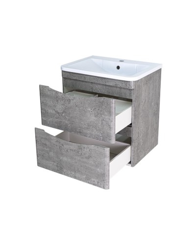 Атлантик - 60 Тумба подвесная с 2 ящ. закруг. края серый камень / раковина