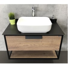 Тумба с раковиной Comforty Кельн 90 00004149965 подвесная Дуб темный