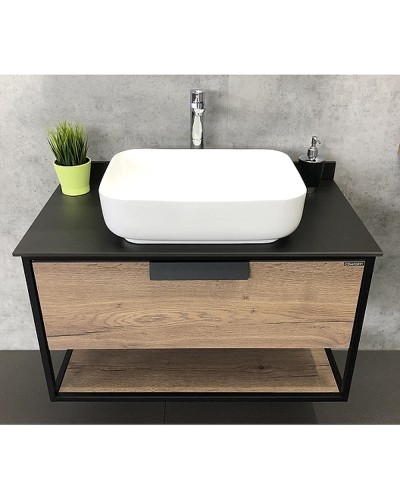 Тумба с раковиной Comforty Кельн 90 00004149965 подвесная Дуб темный