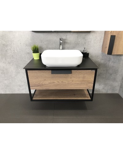 Тумба с раковиной Comforty Кельн 90 00004149965 подвесная Дуб темный