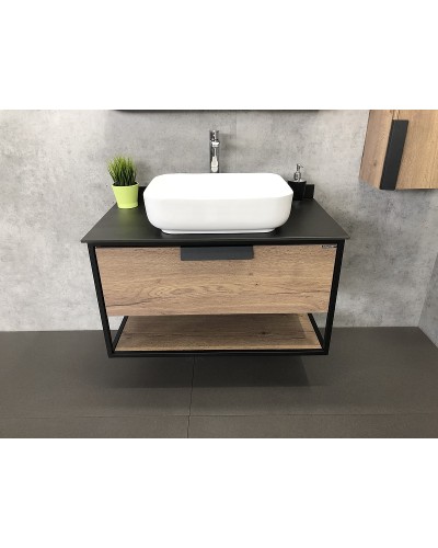 Тумба с раковиной Comforty Кельн 90 00004149965 подвесная Дуб темный