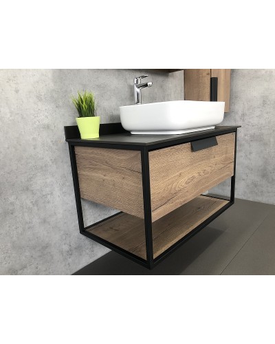 Тумба с раковиной Comforty Кельн 90 00004149965 подвесная Дуб темный