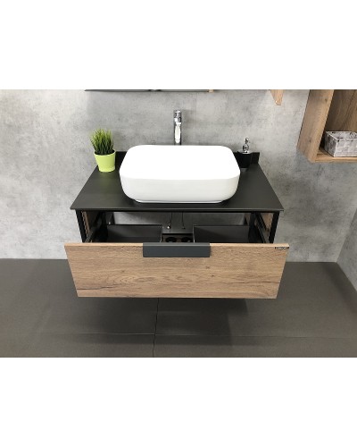 Тумба с раковиной Comforty Кельн 90 00004149965 подвесная Дуб темный