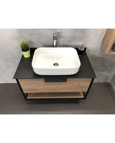 Тумба с раковиной Comforty Кельн 90 00004149965 подвесная Дуб темный