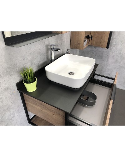 Тумба с раковиной Comforty Кельн 90 00004149965 подвесная Дуб темный