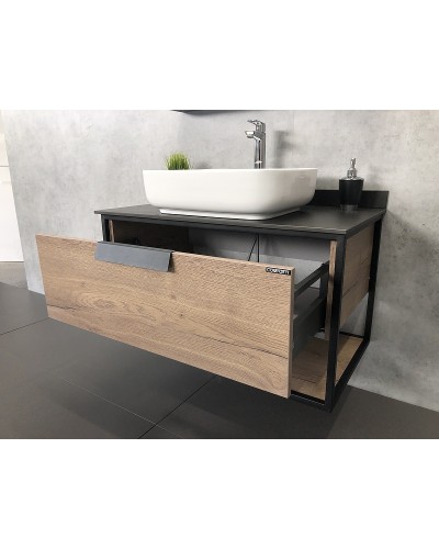 Тумба с раковиной Comforty Кельн 90 00004149965 подвесная Дуб темный