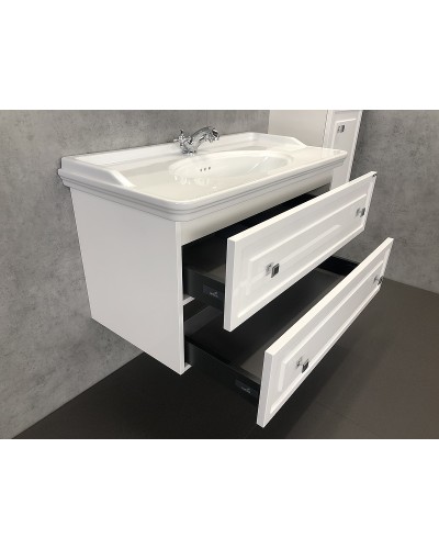 Тумба с раковиной Comforty Феррара 100 00004148009 подвесная Белый глянец