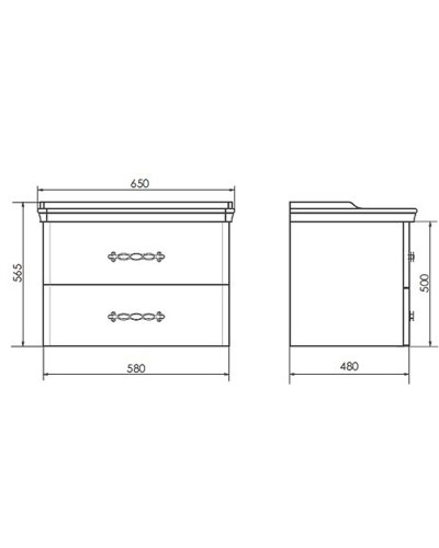 Тумба с раковиной Comforty Неаполь 65 00004148729 подвесная Белый глянец