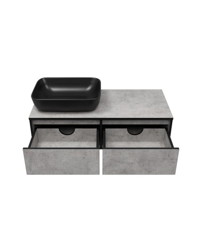 STONE - 100 Тумба подвесная 2 ящ. бетон (Стоун) / раковина