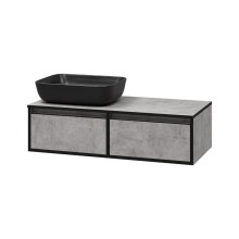 STONE - 100 Тумба подвесная 2 ящ. бетон (Стоун) / раковина