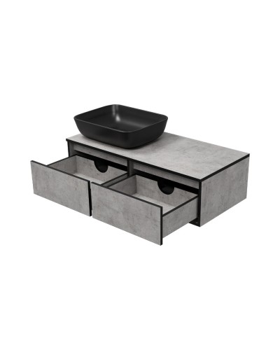 STONE - 100 Тумба подвесная 2 ящ. бетон (Стоун) / раковина