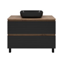 DAKOTA -100 Тумба напольная 2 ящ.  (ДСП (Дуб Гал. Черный кварц) / раковина