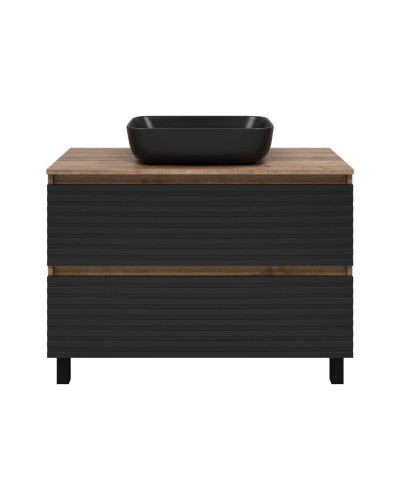 DAKOTA -100 Тумба напольная 2 ящ.  (ДСП (Дуб Гал. Черный кварц) / раковина