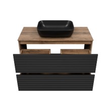 DAKOTA -100 Тумба напольная 2 ящ.  (ДСП (Дуб Гал. Черный кварц) / раковина