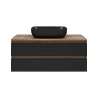 DAKOTA -100 Тумба подвесная 2 ящ.  (ДСП (Дуб Гал. Черный кварц) / раковина